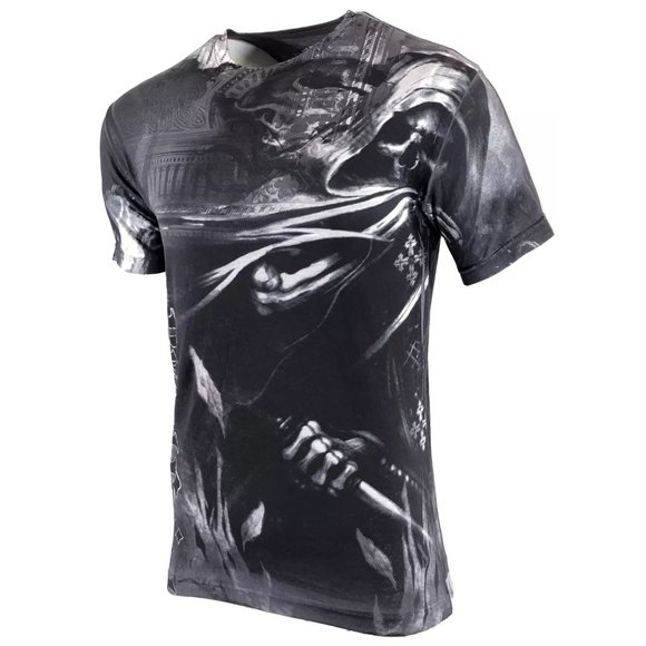 Rebel Saints by Affliction Men's T-shirt DARK DEATH Biker Skull Tattoo S-5XL - Picture 4 of 8